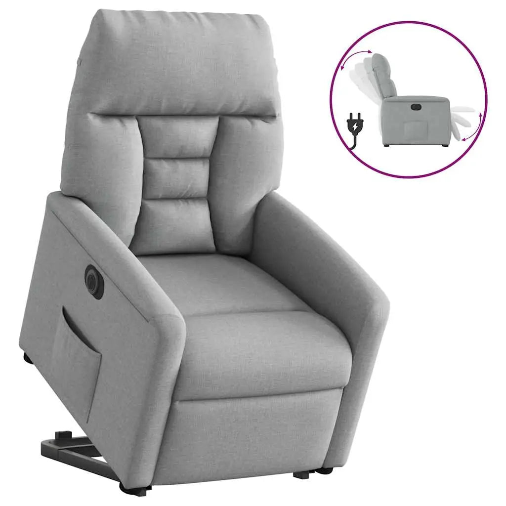 Fauteuil inclinable électrique gris clair tissu - XIOS