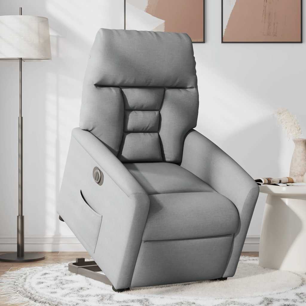 Fauteuil inclinable électrique gris clair tissu - XIOS