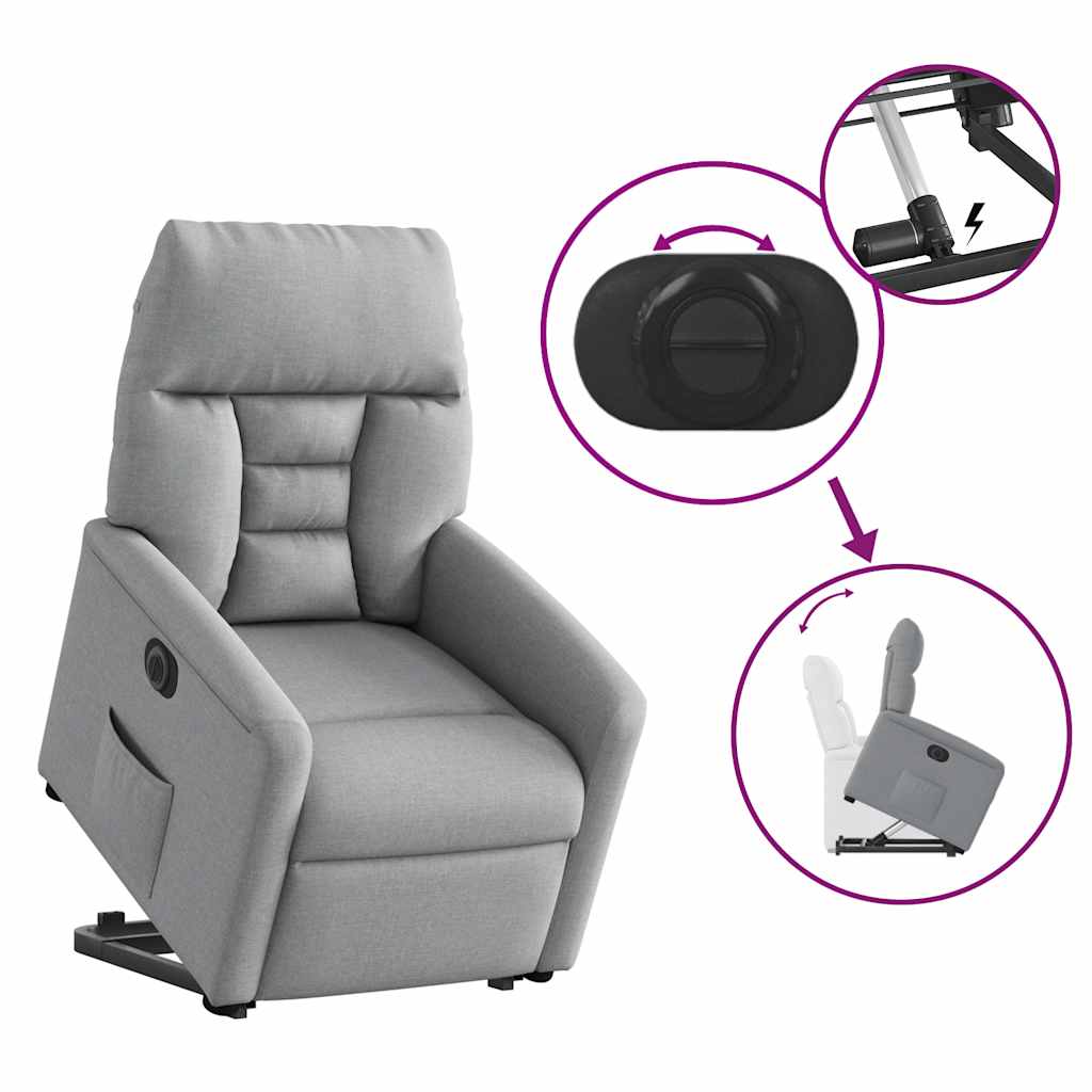 Fauteuil inclinable électrique gris clair tissu - XIOS