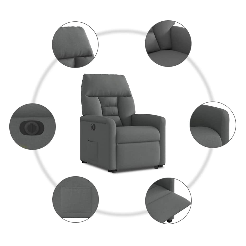 Fauteuil inclinable électrique gris foncé tissu