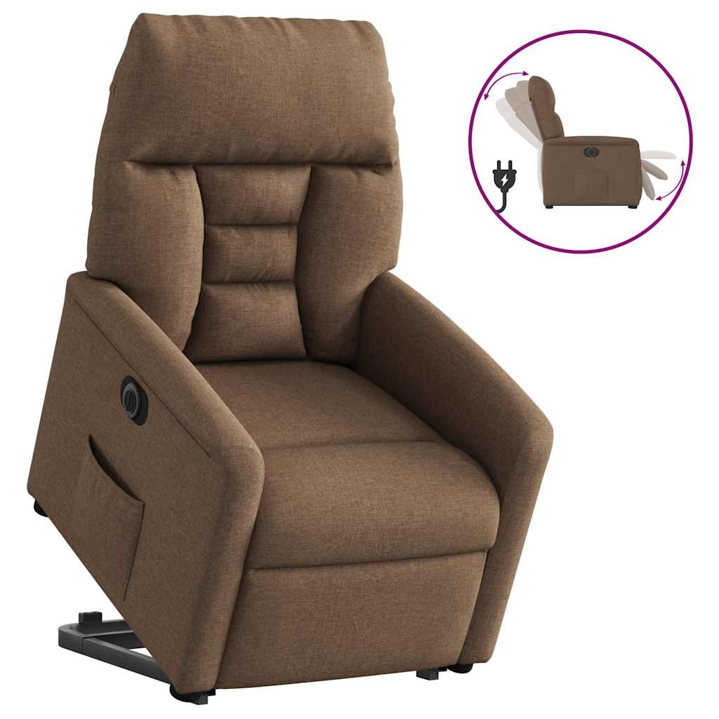 Fauteuil inclinable électrique marron tissu - XIOS
