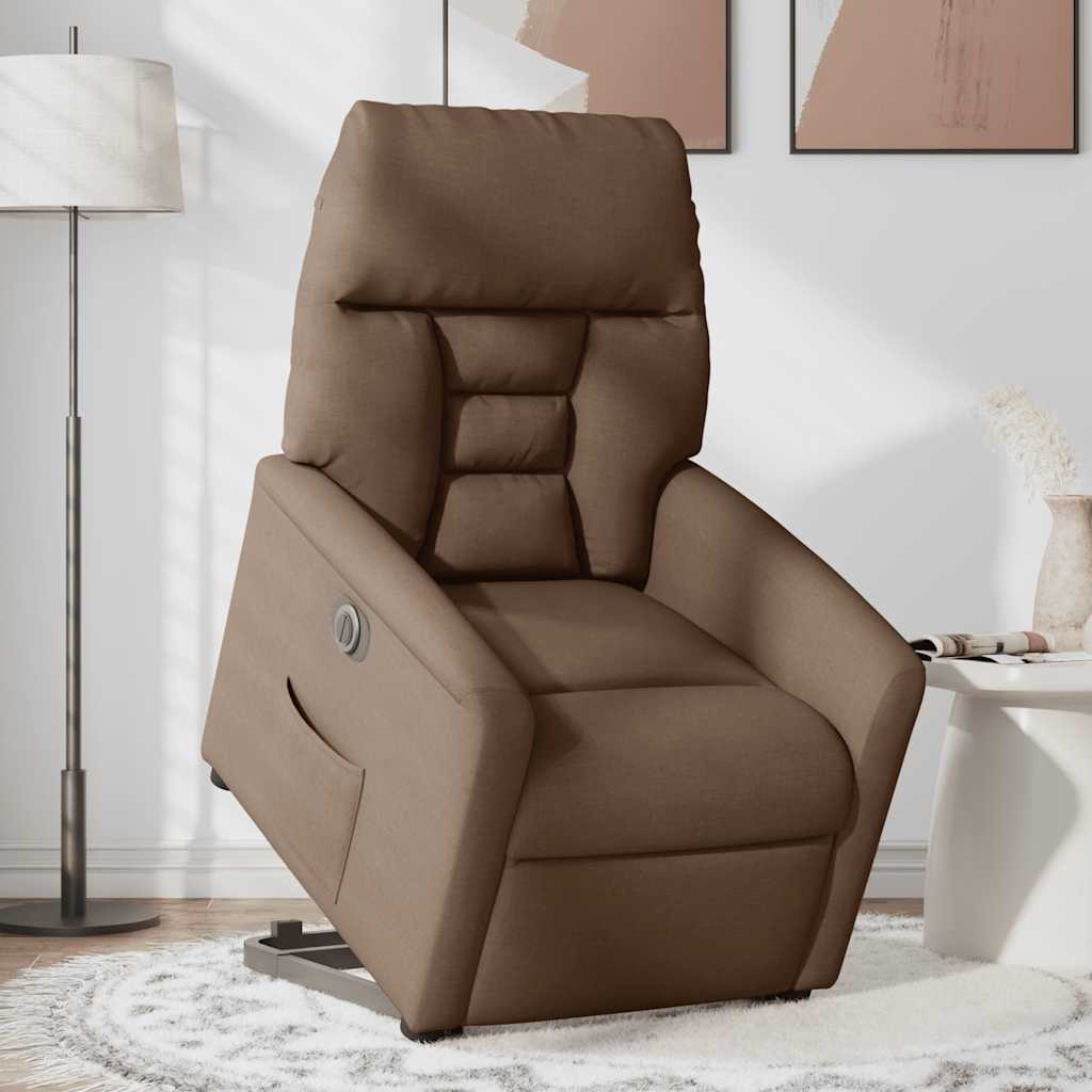 Fauteuil inclinable électrique marron tissu - XIOS