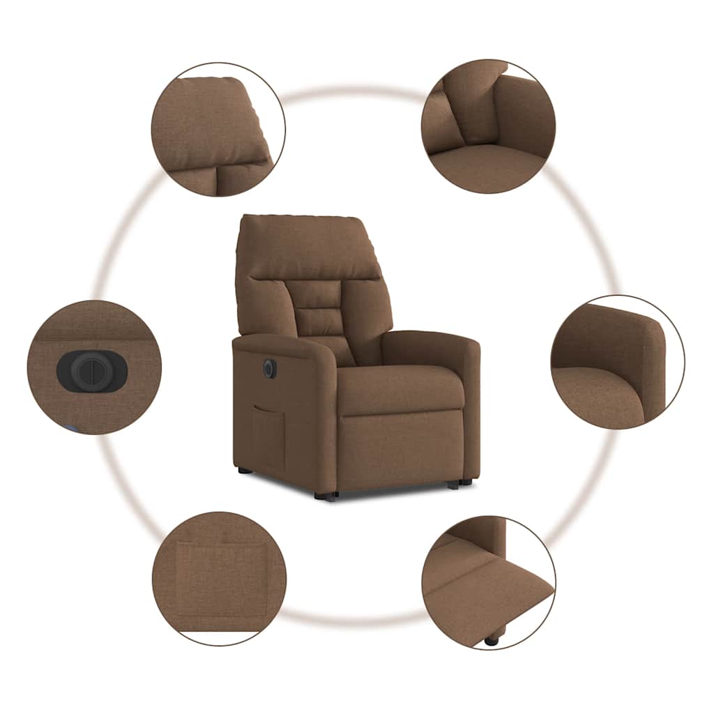 Fauteuil inclinable électrique marron tissu