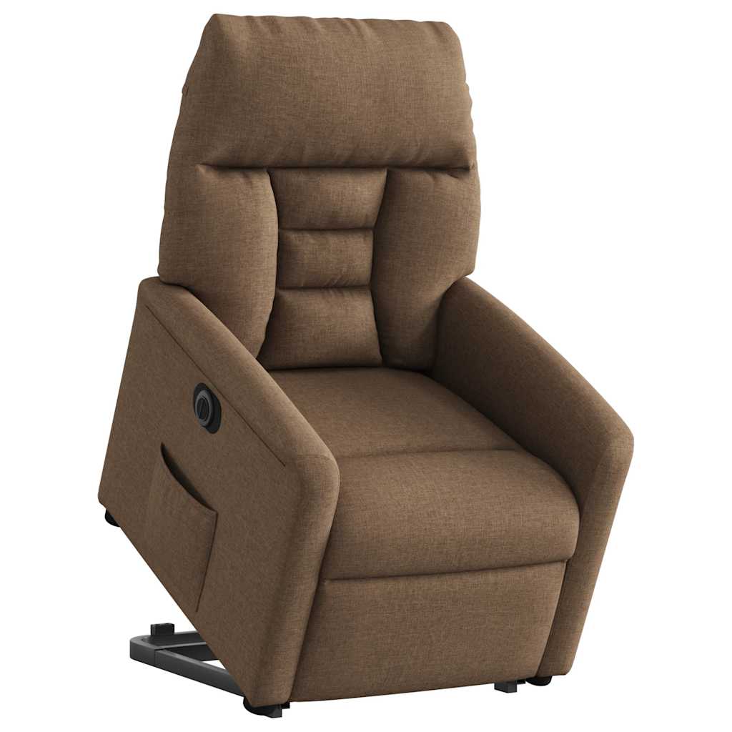 Fauteuil inclinable électrique marron tissu
