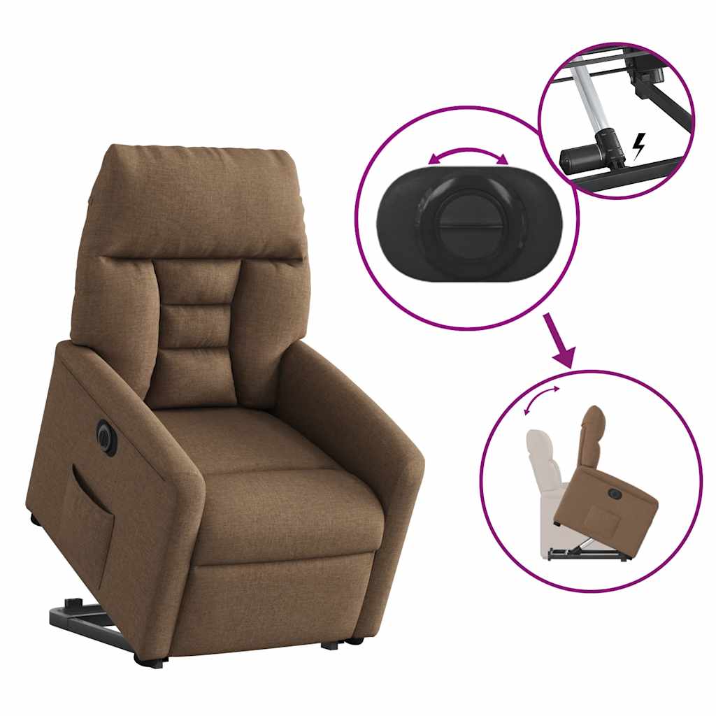 Fauteuil inclinable électrique marron tissu - XIOS