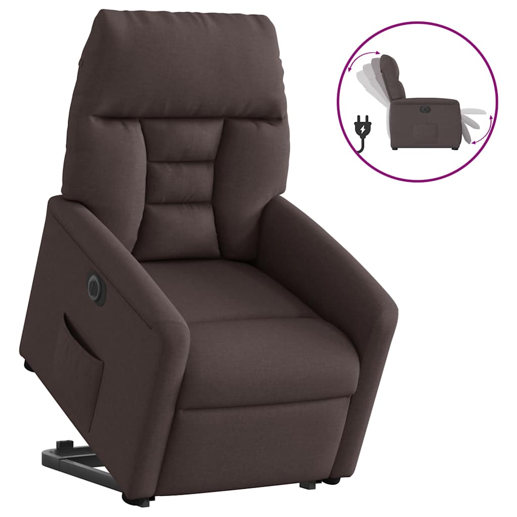 Fauteuil inclinable électrique marron foncé tissu - XIOS