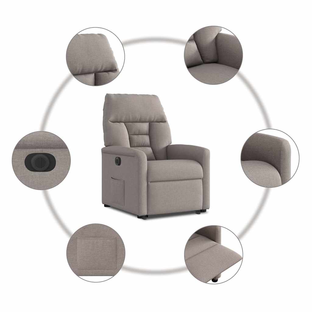 Fauteuil inclinable électrique taupe tissu