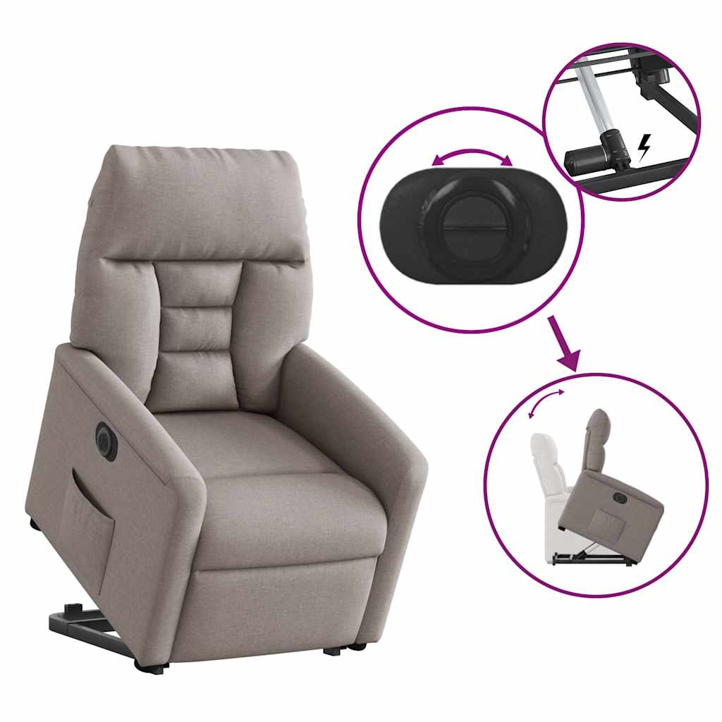 Fauteuil inclinable électrique taupe tissu - XIOS