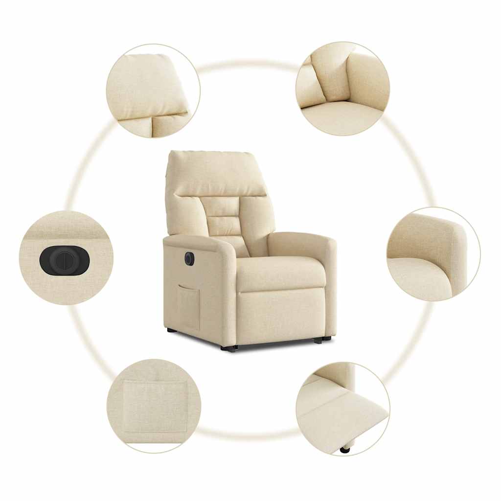Fauteuil inclinable électrique crème tissu
