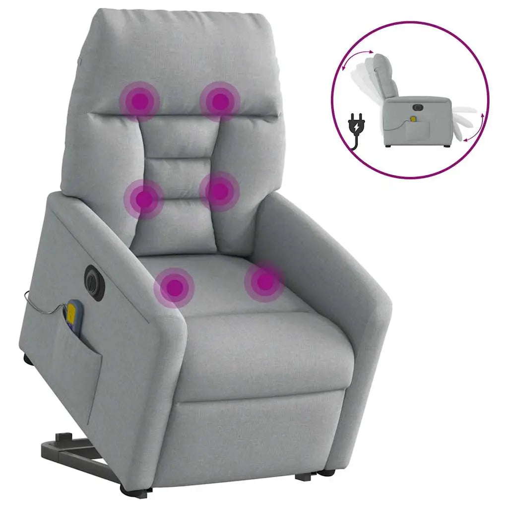 Fauteuil inclinable de massage électrique Gris clair Tissu - XIOS