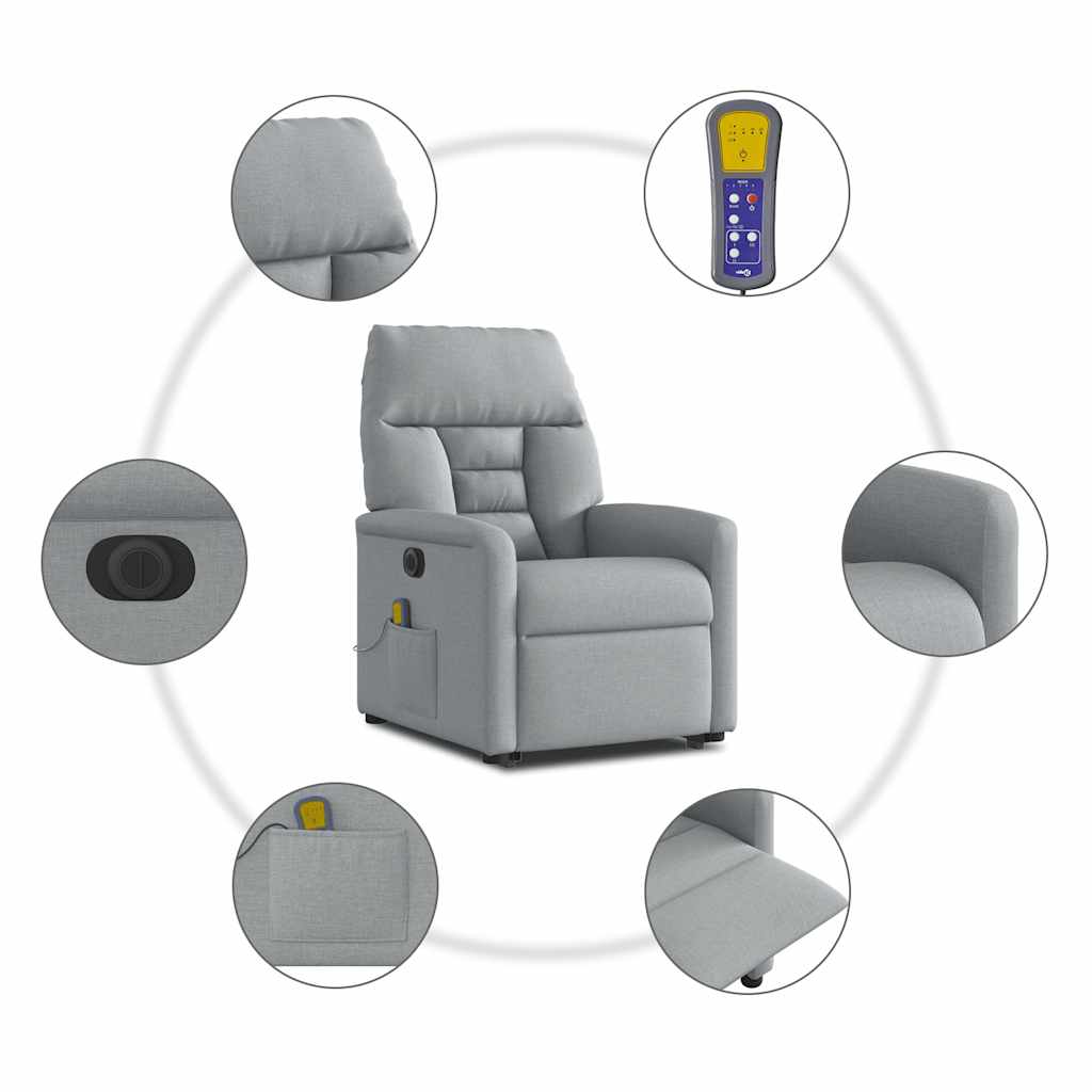 Fauteuil inclinable de massage électrique Gris clair Tissu - XIOS