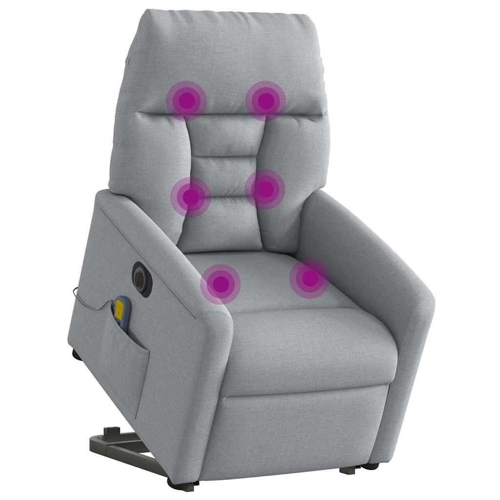 Fauteuil inclinable de massage électrique Gris clair Tissu
