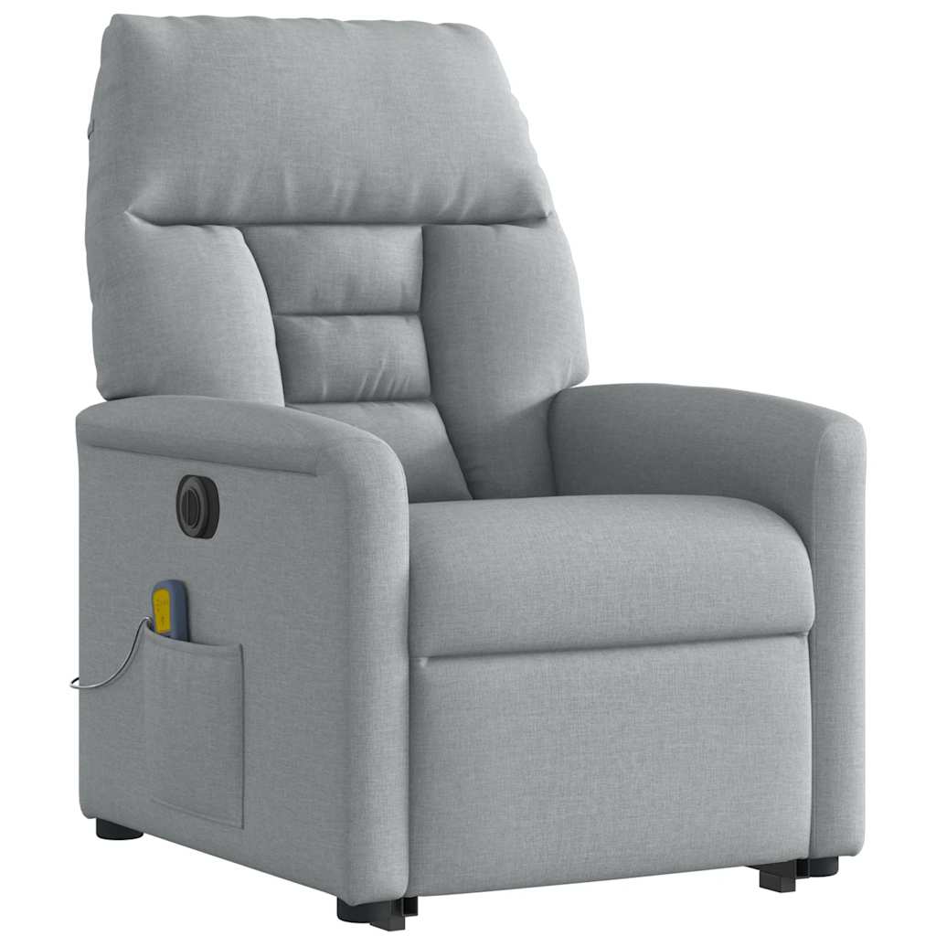 Fauteuil inclinable de massage électrique Gris clair Tissu