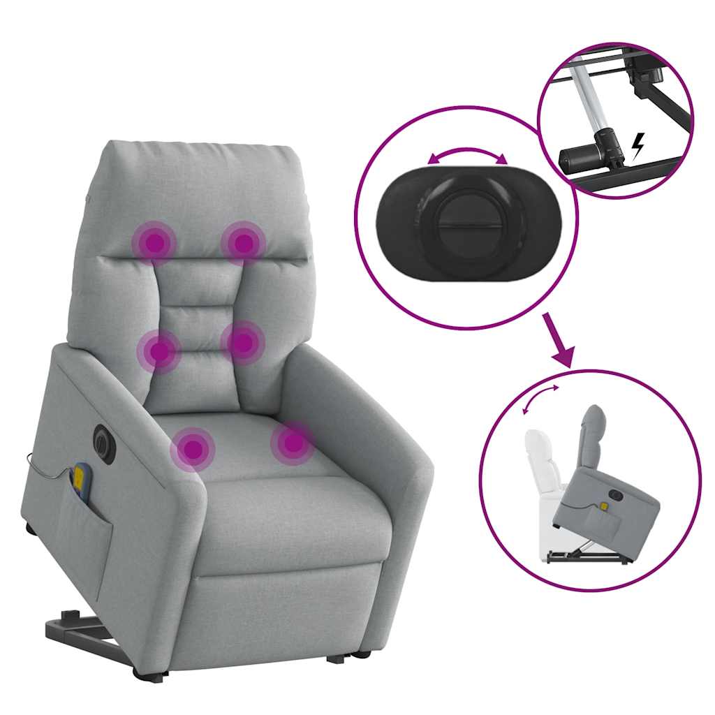 Fauteuil inclinable de massage électrique Gris clair Tissu - XIOS