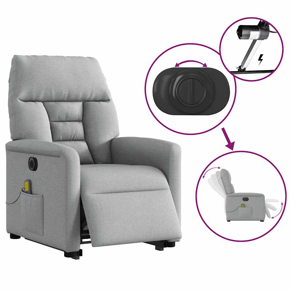 Fauteuil inclinable de massage électrique Gris clair Tissu - XIOS