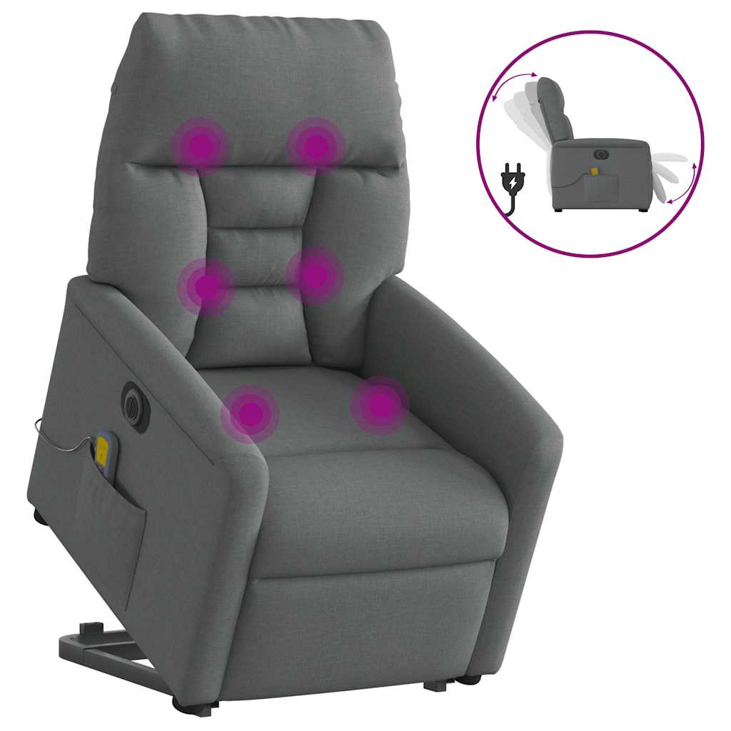 Fauteuil inclinable de massage électrique Gris foncé Tissu - XIOS
