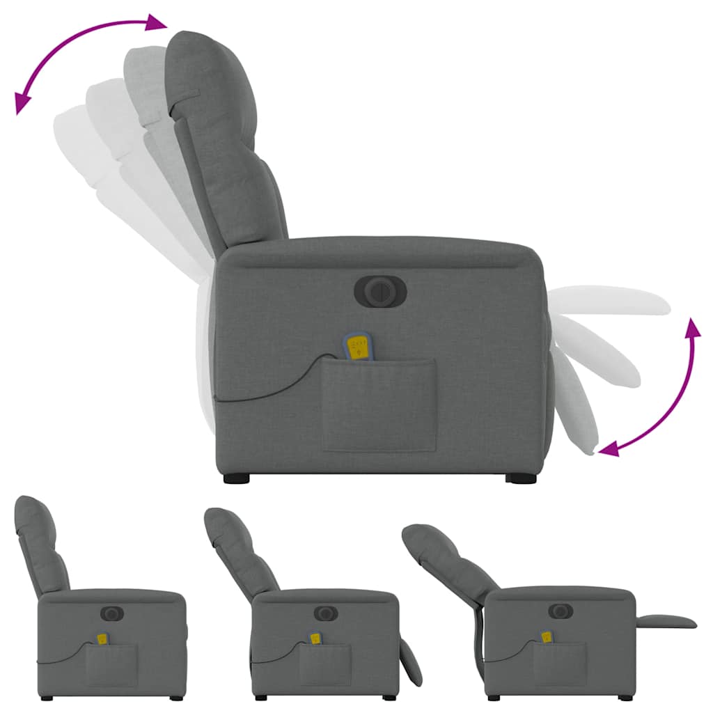 Fauteuil inclinable de massage électrique Gris foncé Tissu - XIOS