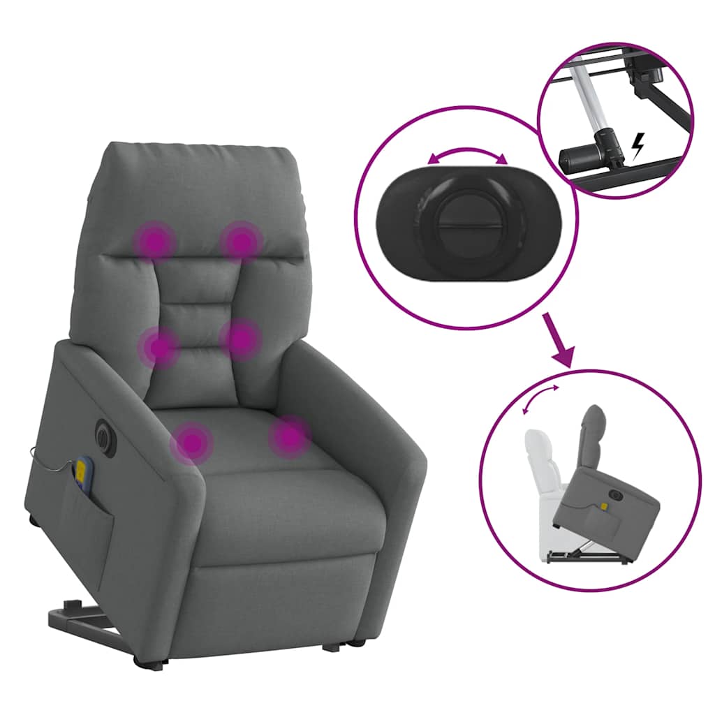 Fauteuil inclinable de massage électrique Gris foncé Tissu - XIOS