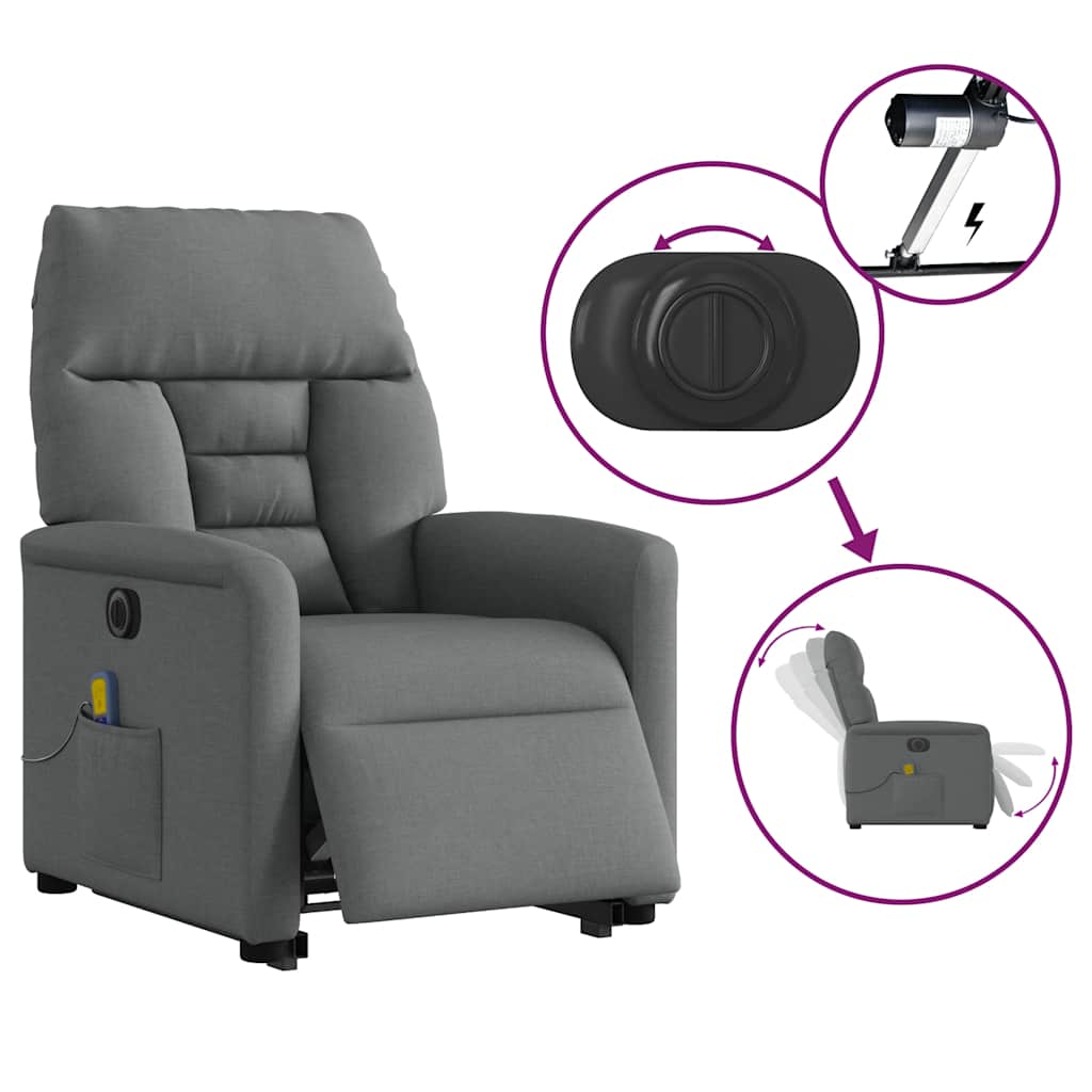 Fauteuil inclinable de massage électrique Gris foncé Tissu - XIOS
