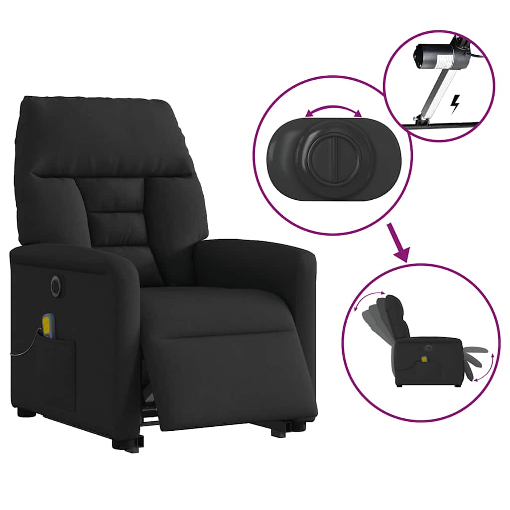 Fauteuil inclinable de massage électrique Noir Tissu - XIOS