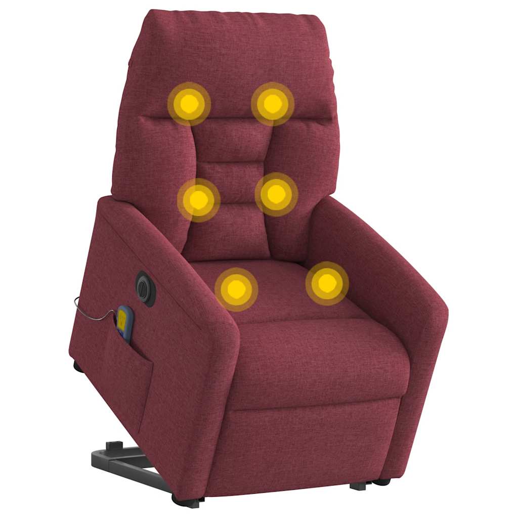 Fauteuil inclinable de massage électrique Rouge bordeaux Tissu