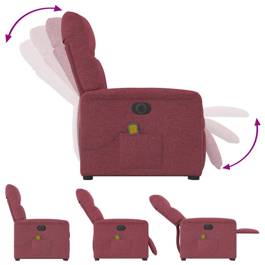 Fauteuil inclinable de massage électrique Rouge bordeaux Tissu - XIOS