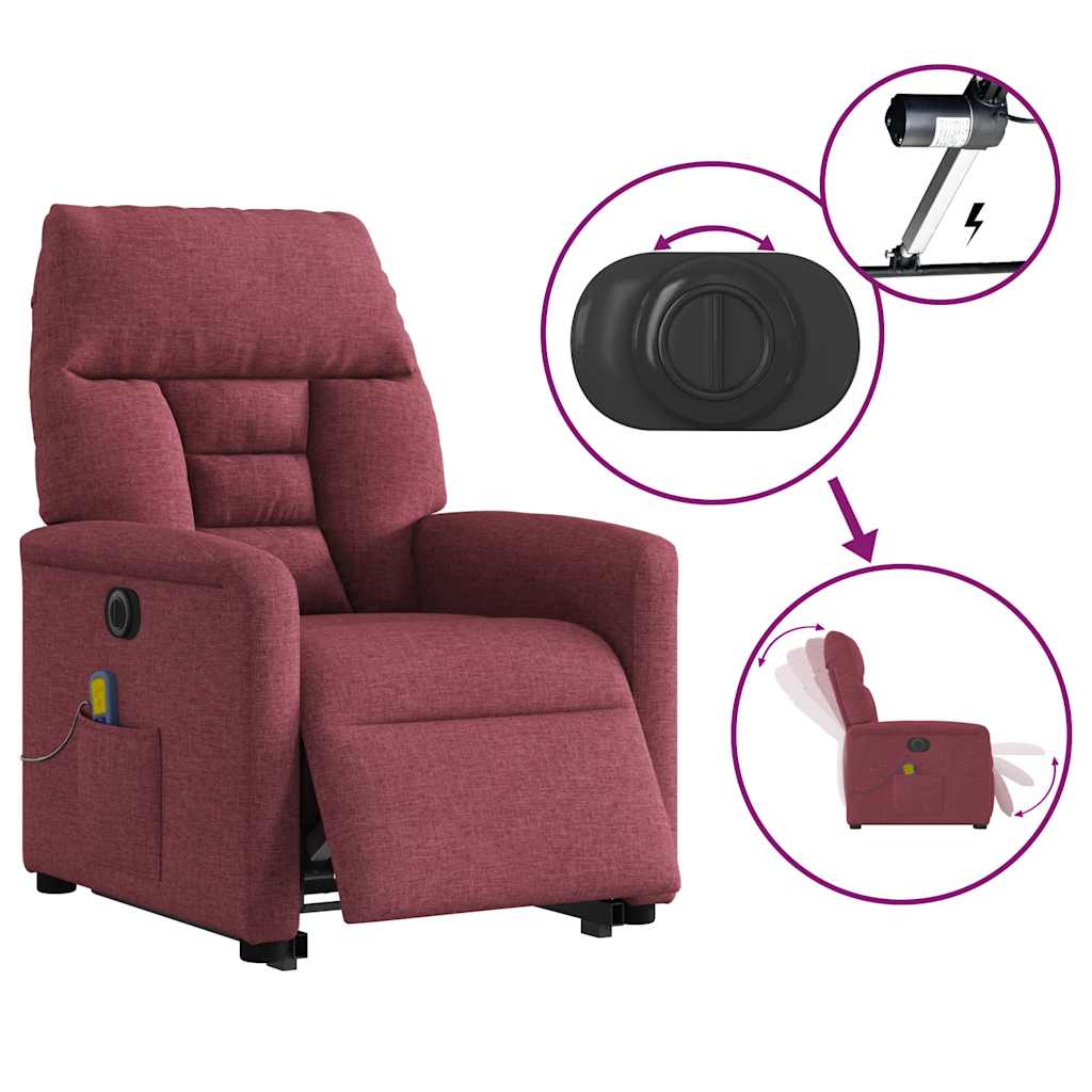 Fauteuil inclinable de massage électrique Rouge bordeaux Tissu - XIOS