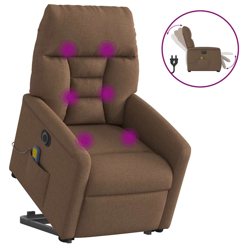 Fauteuil inclinable de massage électrique Marron Tissu - XIOS