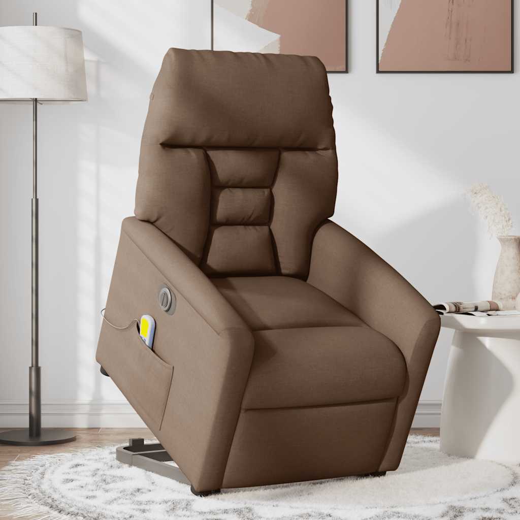 Fauteuil inclinable de massage électrique Marron Tissu - XIOS