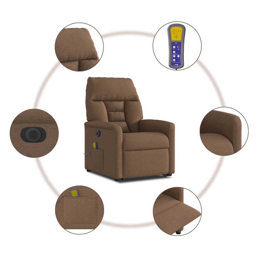 Fauteuil inclinable de massage électrique Marron Tissu - XIOS