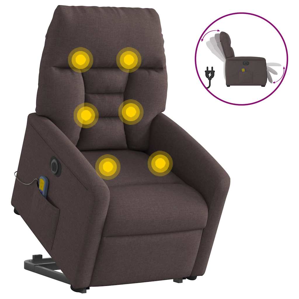 Fauteuil inclinable de massage électrique Marron foncé Tissu