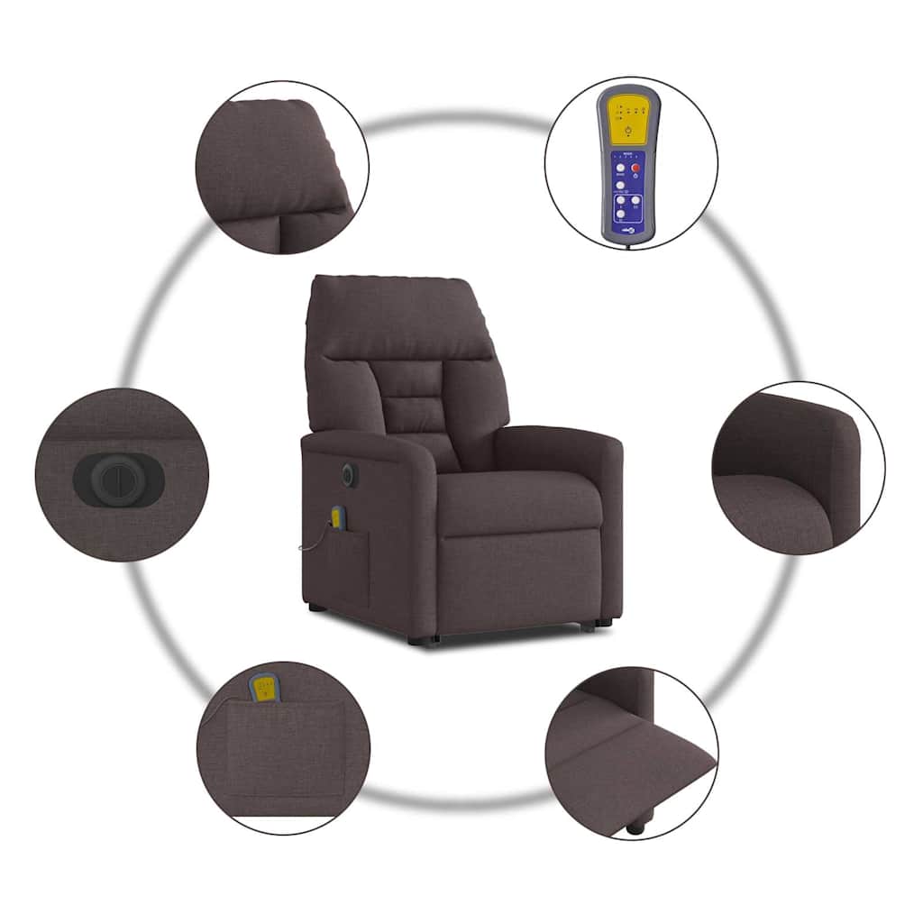 Fauteuil inclinable de massage électrique Marron foncé Tissu - XIOS