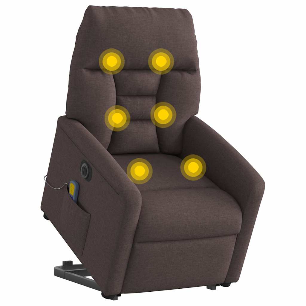Fauteuil inclinable de massage électrique Marron foncé Tissu