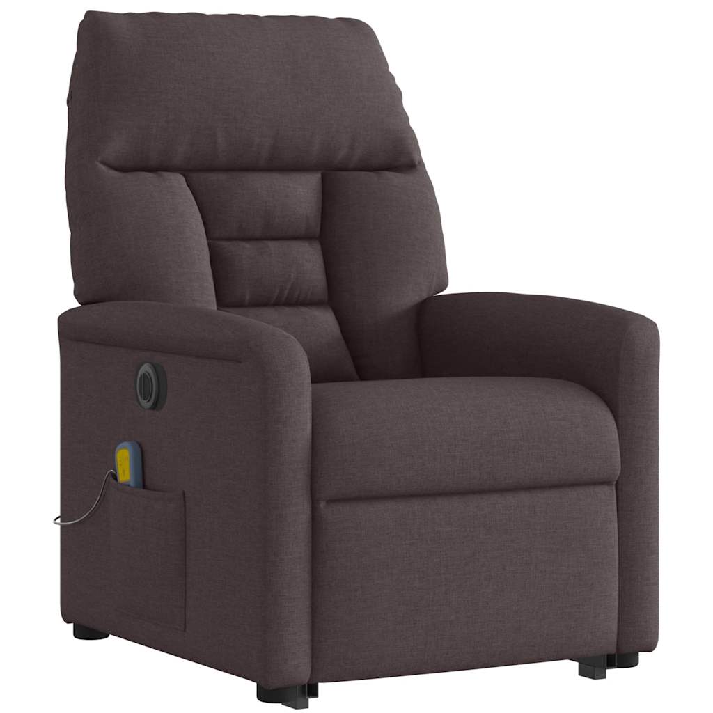 Fauteuil inclinable de massage électrique Marron foncé Tissu