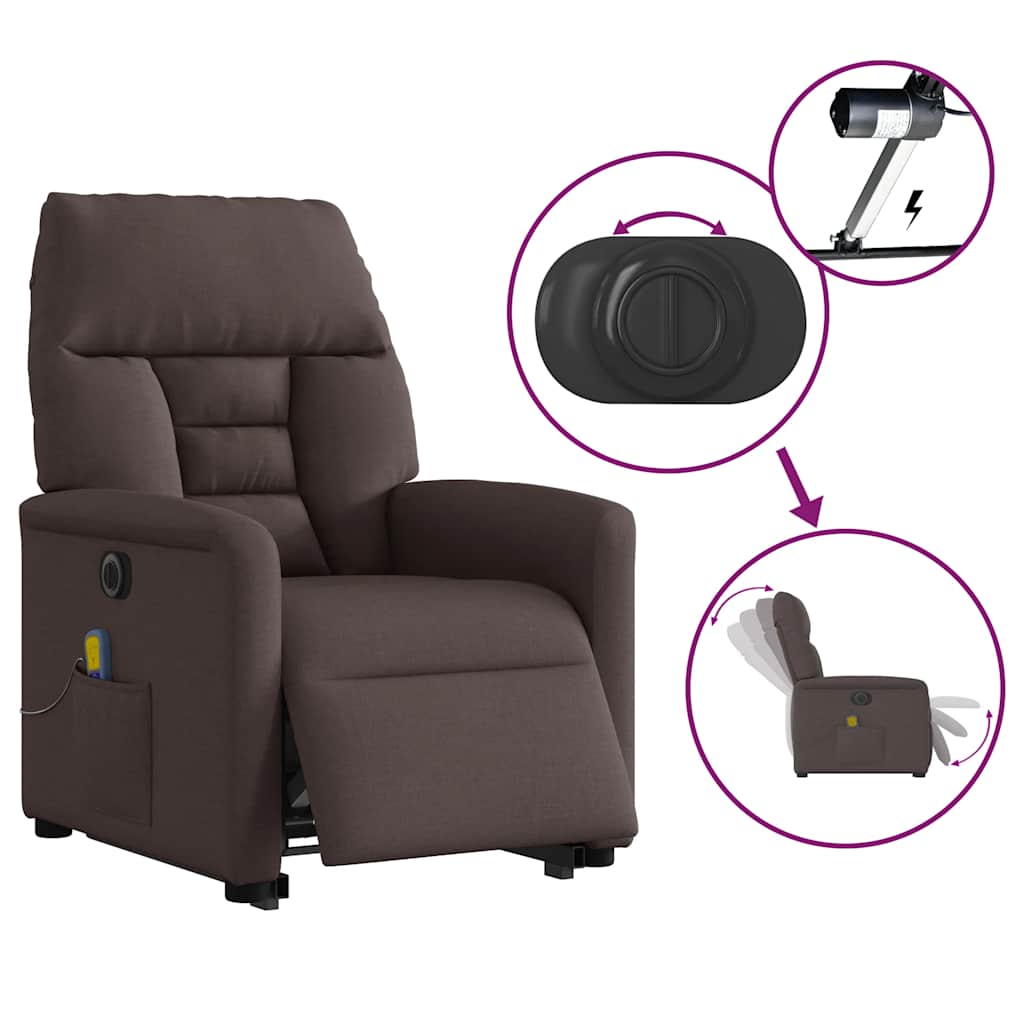 Fauteuil inclinable de massage électrique Marron foncé Tissu - XIOS