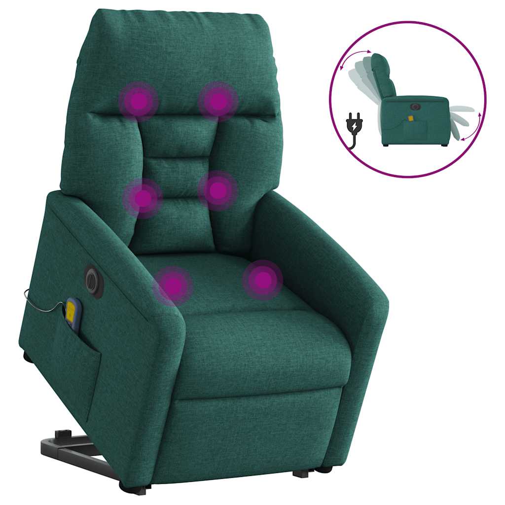 Fauteuil inclinable de massage électrique Vert foncé Tissu - XIOS