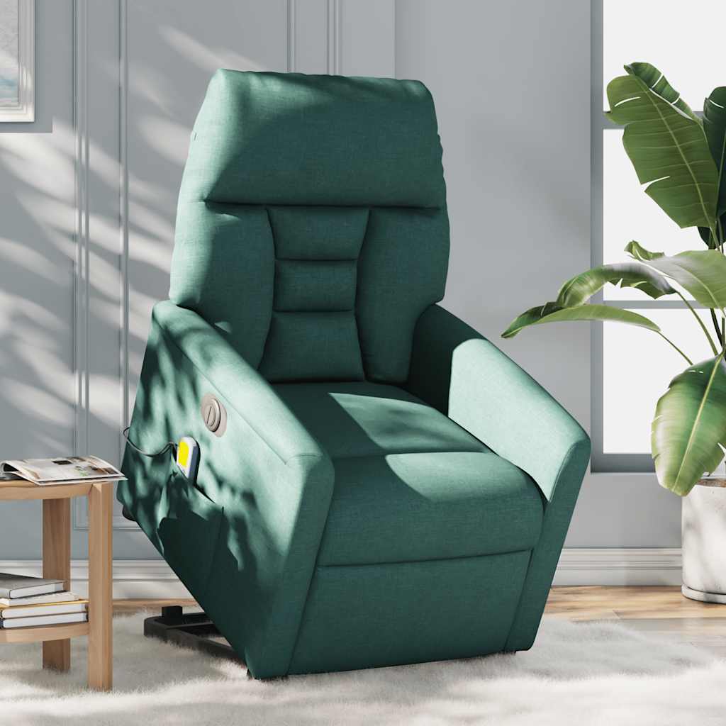 Fauteuil inclinable de massage électrique Vert foncé Tissu
