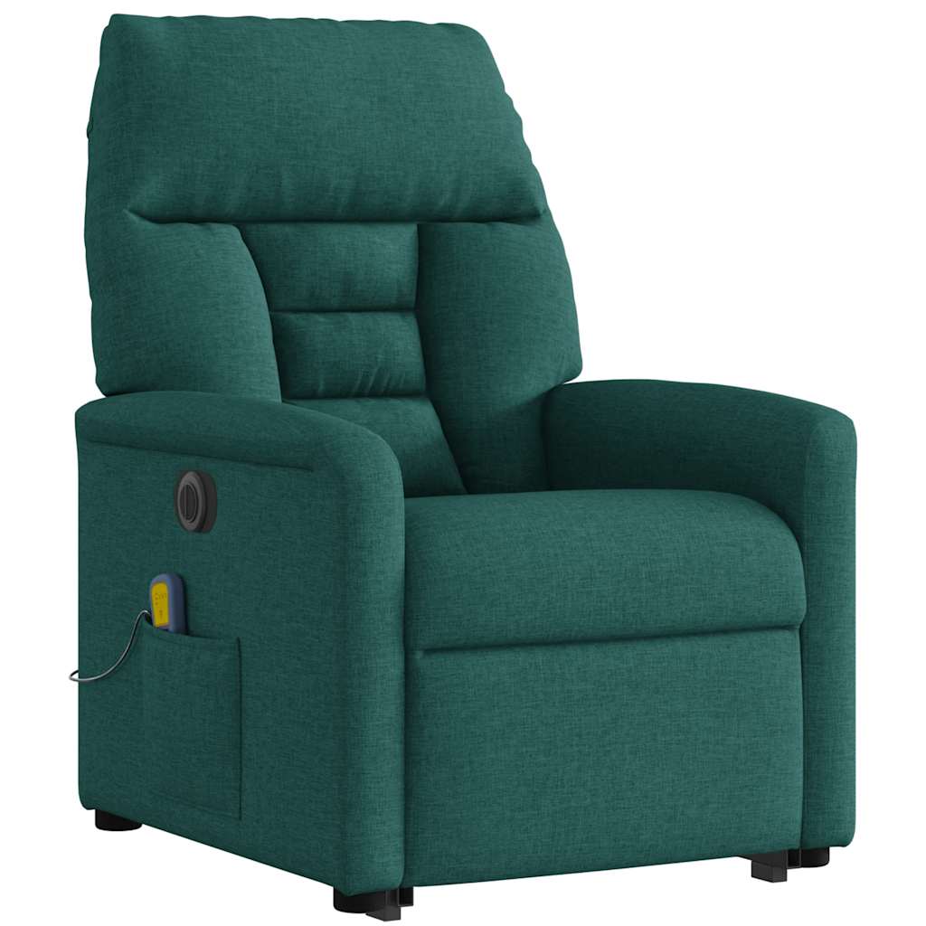 Fauteuil inclinable de massage électrique Vert foncé Tissu