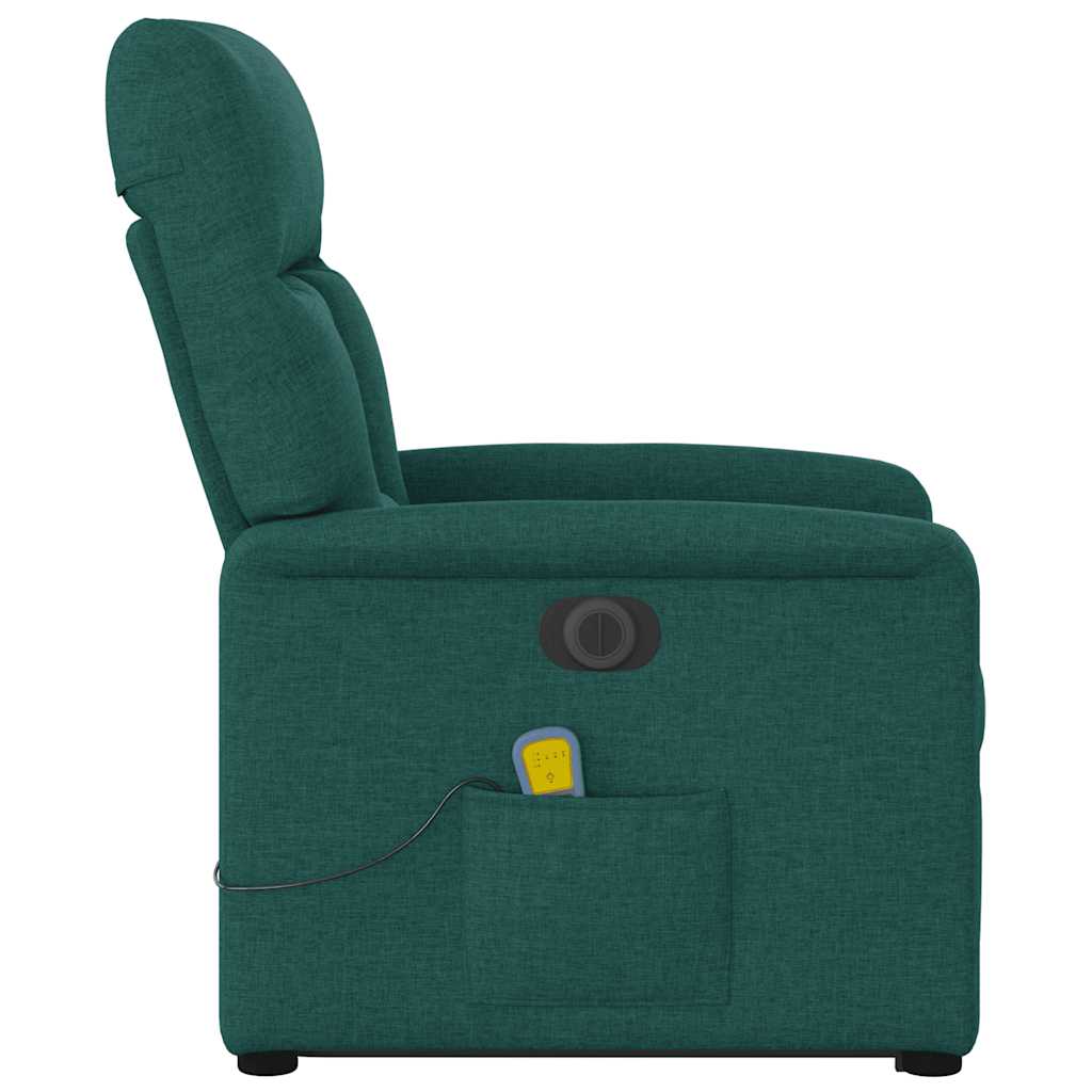 Fauteuil inclinable de massage électrique Vert foncé Tissu