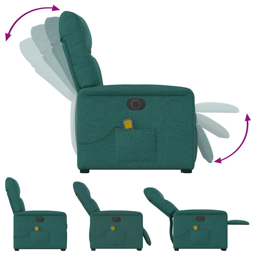 Fauteuil inclinable de massage électrique Vert foncé Tissu