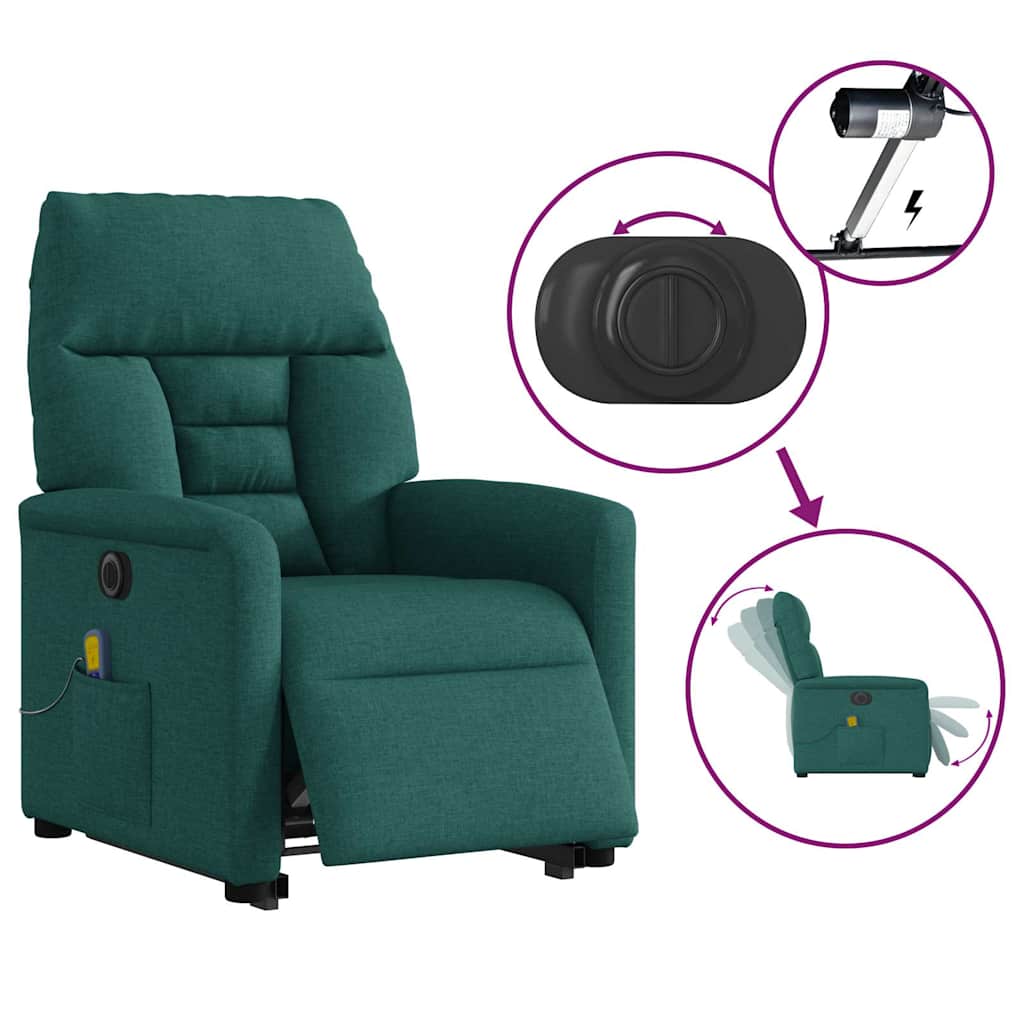 Fauteuil inclinable de massage électrique Vert foncé Tissu - XIOS