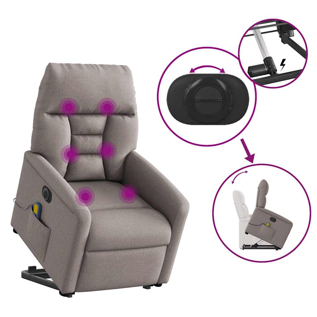 Fauteuil inclinable de massage électrique Taupe Tissu - XIOS