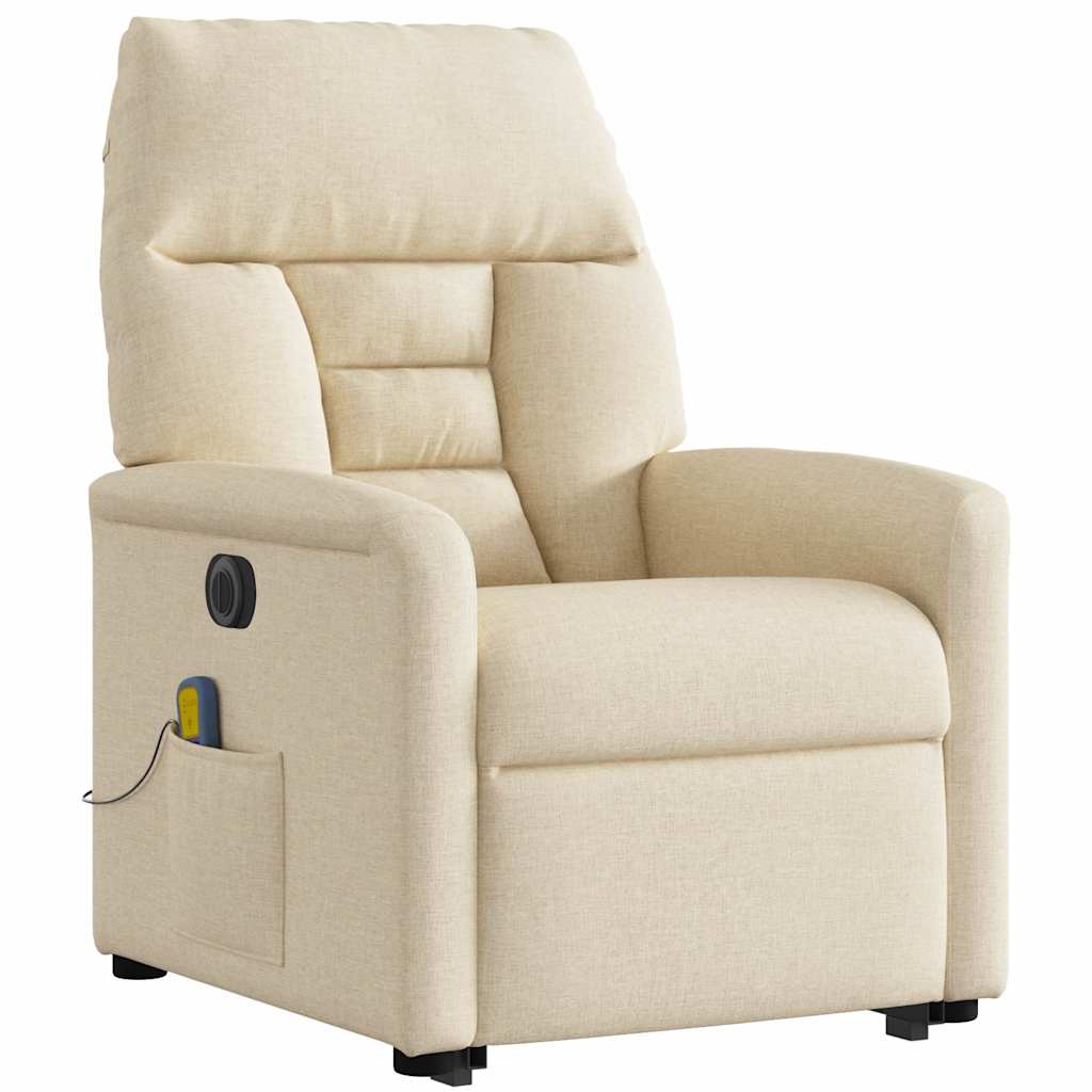 Fauteuil inclinable de massage électrique Crème Tissu
