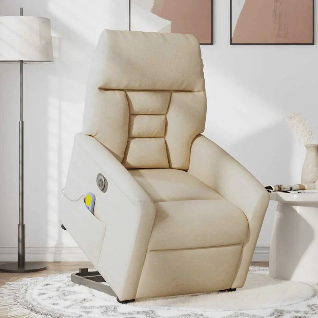 Fauteuil inclinable de massage électrique Crème Tissu - XIOS