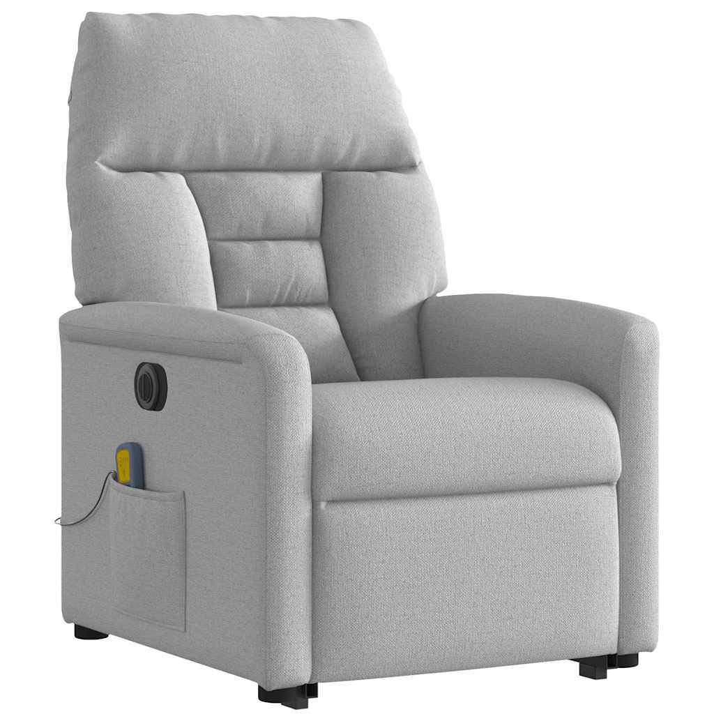 Fauteuil inclinable de massage électrique gris nuage tissu - XIOS