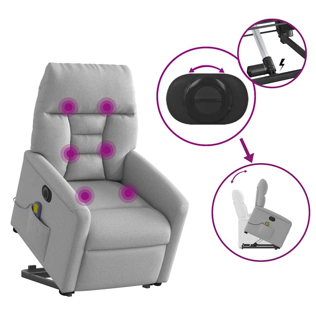 Fauteuil inclinable de massage électrique gris nuage tissu - XIOS