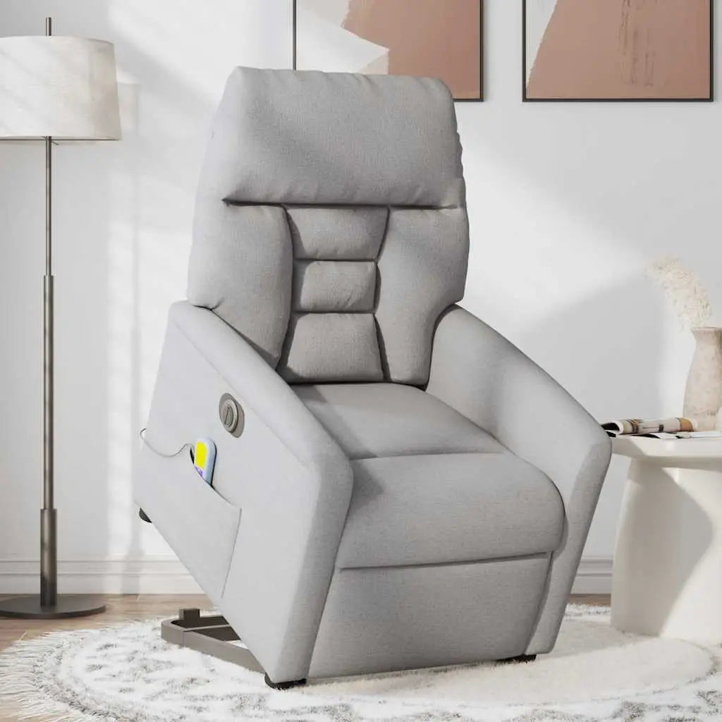 Fauteuil inclinable de massage électrique gris nuage tissu - XIOS