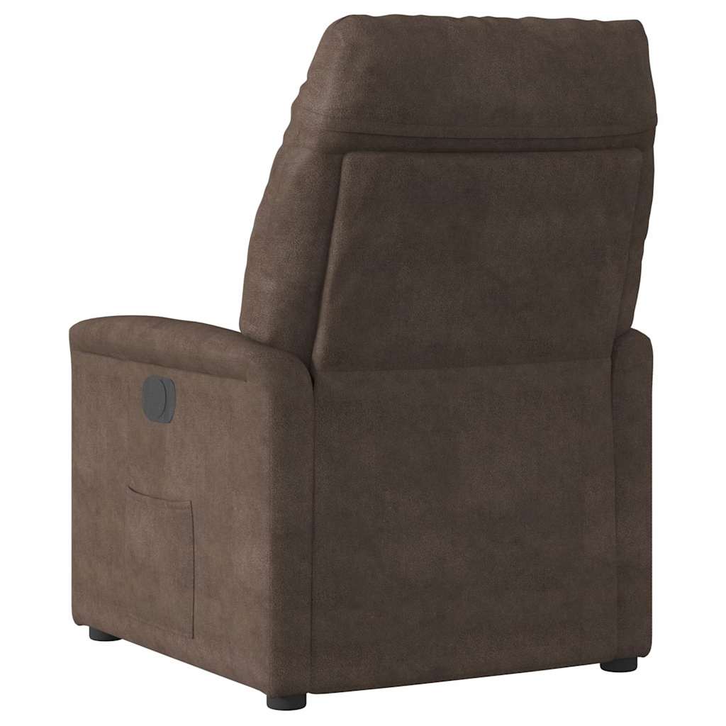 Fauteuil inclinable électrique marron tissu microfibre