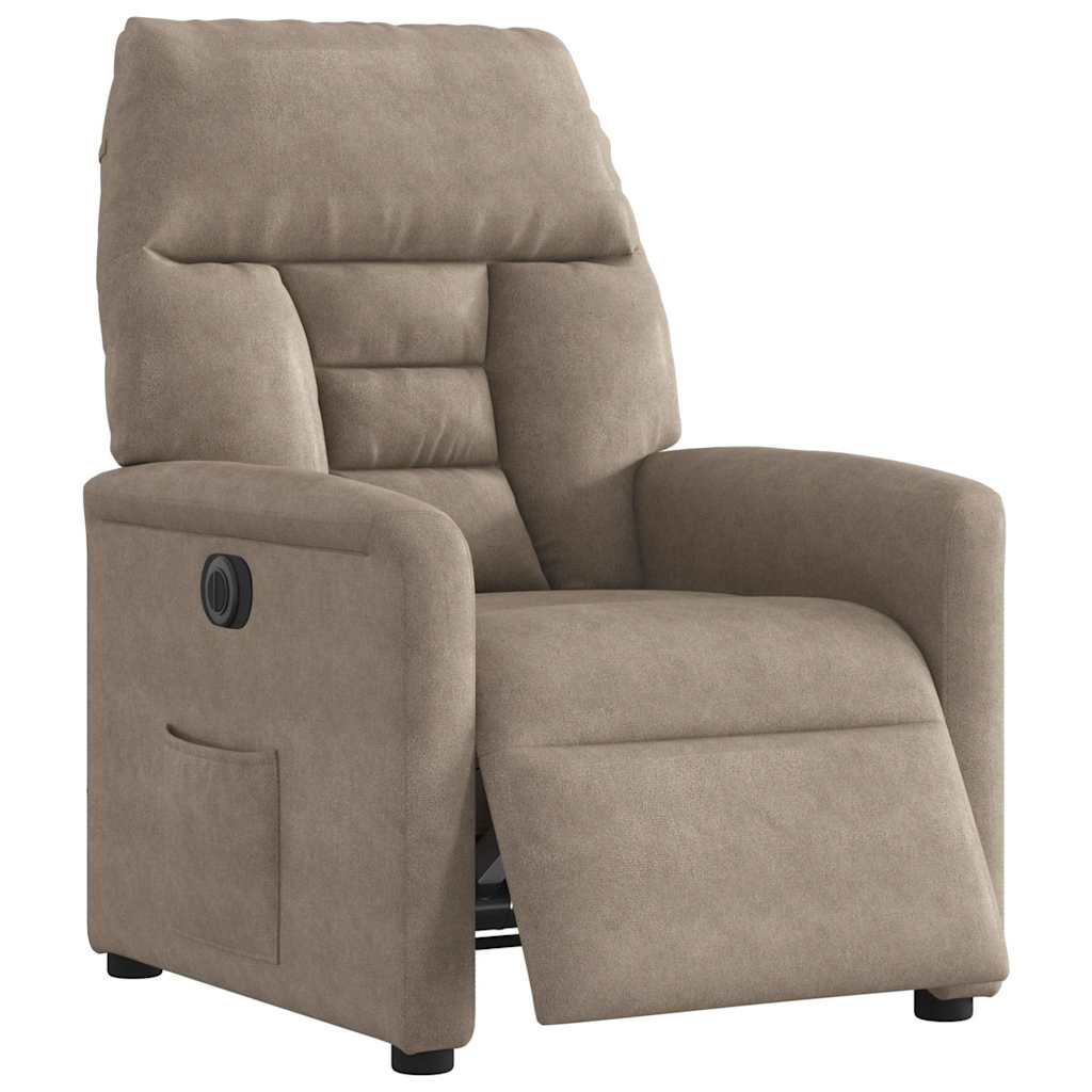 Fauteuil inclinable électrique taupe tissu microfibre