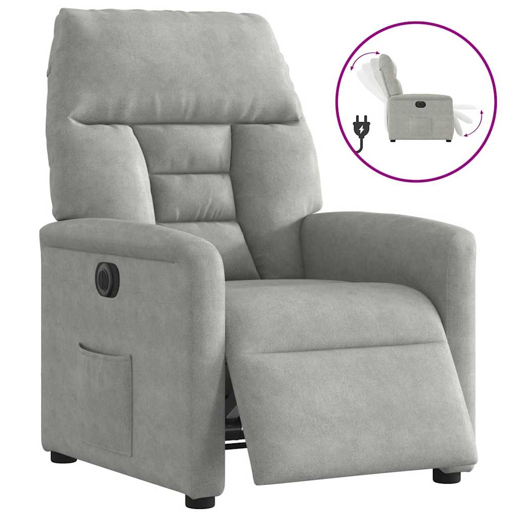 Fauteuil inclinable électrique gris clair tissu microfibre - XIOS